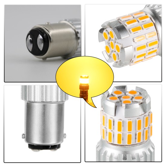 2pcs Fast Heat Disspation Aluminum LED Bulb for Drviaion 1156/1157Canbus Light Yellow light_1157 bay15d p21-5w
