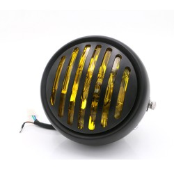 6.5" DC 12V Motorcycle Grill Headlight with Bracktes Motorbike Retro Headlights Motor Moto Scooter Vintage Front Light Round Lamp Without bracket