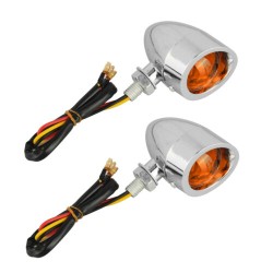 Chrome Motorcycle Turn Signal Amber Lights Indicator Silver