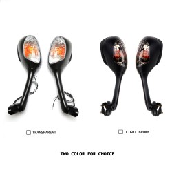 Motorcycle Rearview Side Mirrors for Suzuki GSXR 600 750 1000 with Turn Signal Light Black transparent cover