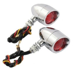 Motorcycle Steering Light RED Blinker Turn Signal+Brake Stop+Running Tail Lights Silver