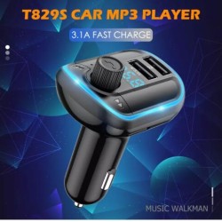 Usb Car Charger Mobile Phone Charging with Music MP3 Player Bluetooth 5.0 black