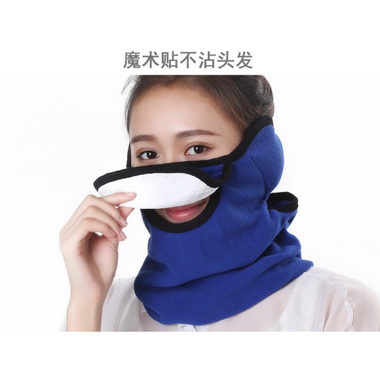 3 in 1 Outdoor Full Face Mask Neck Cover Earmuff Dustproof Warm Mask for Winter Royal blue