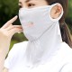 Women's Summer Flower Embroidery Wave Edge Sunscreen Ice Silk Mask Dustproof Mask Polka dot gray_One size