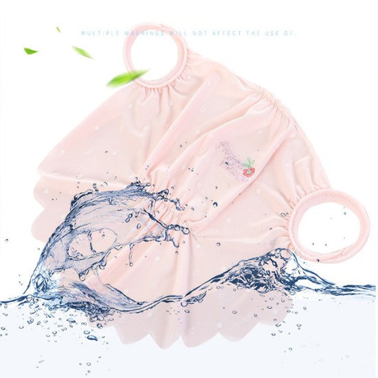 Women's Summer Flower Embroidery Wave Edge Sunscreen Ice Silk Mask Dustproof Mask Polka dot pink_One size
