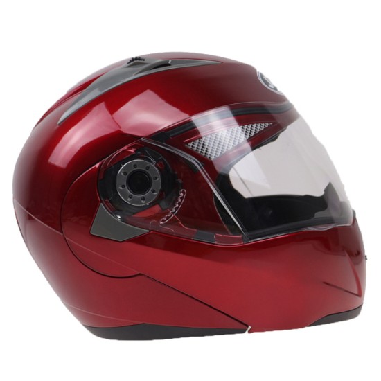 105 Full Face Helmet Electromobile Motorcycle Transparent Lens Protective Helmet Red M
