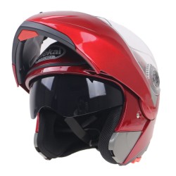 105 Full Face Helmet Electromobile Motorcycle Transparent Lens Protective Helmet Red XXL