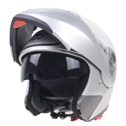 105 Full Face Helmet Electromobile Motorcycle Transparent Lens Protective Helmet Silver L