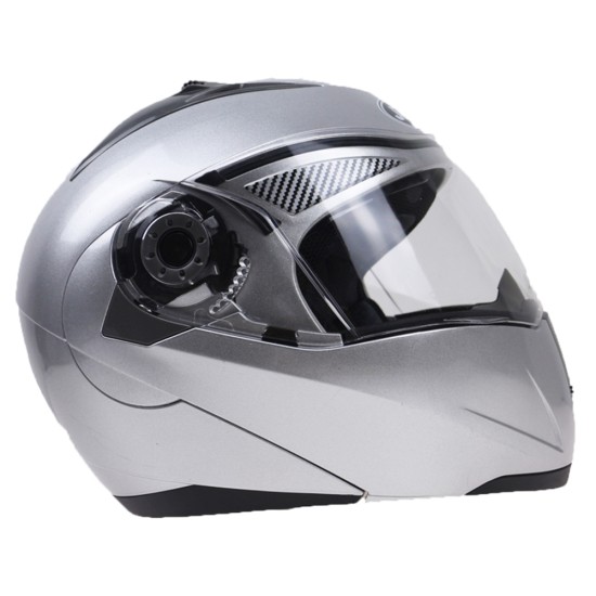 105 Full Face Helmet Electromobile Motorcycle Transparent Lens Protective Helmet Silver M