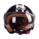 3/4 Helmet Motorcycle Scooter Helmet 3/4 Open Face Halmet Motocross Vintage Helmet Bright black_One size 56-60cm