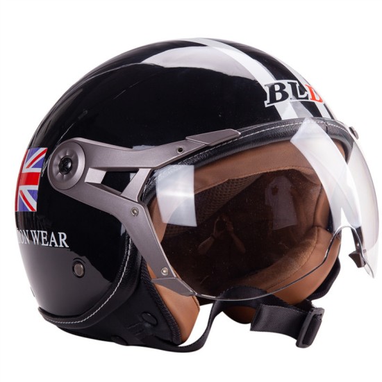 3/4 Helmet Motorcycle Scooter Helmet 3/4 Open Face Halmet Motocross Vintage Helmet Matte black_One size 56-60cm