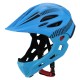 Children Bike Riding 16-Hole Breathable Helmet Detachable Full Face Chin Protection Balance Bicycle Safety Helmet with Rear Light all Black_One size