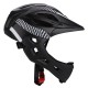 Children Bike Riding 16-Hole Breathable Helmet Detachable Full Face Chin Protection Balance Bicycle Safety Helmet with Rear Light White black_One size