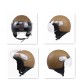 DOT Certification Helmet Leather Cover Scooter Vintage Helmet Coffee red M