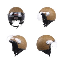 DOT Certification Helmet Leather Cover Scooter Vintage Helmet Vintage brown M