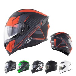 Full Face Motorcycle Helmet Sun Visor Dual Lens Moto Helmet Fluorescent green acceleration_S
