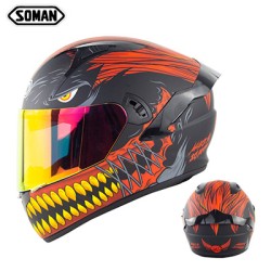 Motorcycle Helmet Anti-Fog Lens sith Fast Release Buckle and Ventilation System Wearable Ergonomic Helmet Dumb black_L