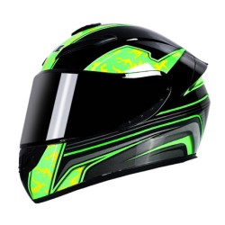 Motorcycle Helmet cool Modular Moto Helmet With Inner Sun Visor Safety Double Lens Racing Full Face the Helmet Moto Helmet Green lightning_XXXL