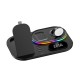 4 In 1 Alarm Clock Wireless  Charger For Airpods Pro Iwatch Rgb Led Fast Charging Station For Iphone White