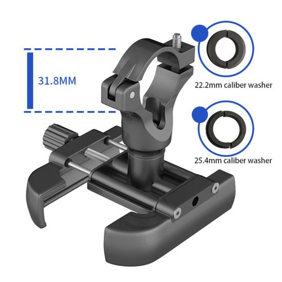 Aluminum Alloy Mobile  Phone  Holder Electric Motorcycle Bicycle Riding Mobile Phone Holder Silver_Handlebar diameter 22.2mm-31.8mm