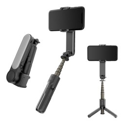 L09 Gimbal Stabilizer with Bluetooth Fill Light Telescopic Selfie Stick Video Shooting Tripod Black