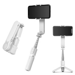 L09 Gimbal Stabilizer with Bluetooth Fill Light Telescopic Selfie Stick Video Shooting Tripod White