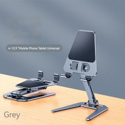Metal Tablet Stand Mobile Phone Holder Folding Bracket Ergonomic Angles Adjustable Non-slip Desk Stand Grey