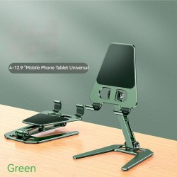 Metal Tablet Stand Mobile Phone Holder Folding Bracket Ergonomic Angles Adjustable Non-slip Desk Stand Green