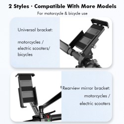 Motorcycle Phone  Holder Wireless Fast Charger Moto Bicycle Handlebar Phone Bracket Stand black