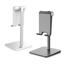 Telescopic Desk Mobile Phone Holder Stand for IPhone IPad Adjustable Metal Desktop Tablet Holder Silver-retractable version
