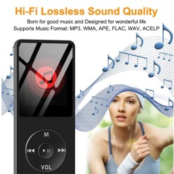 Bluetooth MP3 Music Player Lossless Portable Fm Radio External Ultra-thin Student MP3 Recorder Black