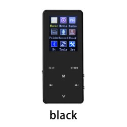 K1 1.8 Inch MP3 Player 8G 16G 32G HIFI Noise Built-In Speaker Recorder E-Book Support Extended Memory 128G Bluetooth black