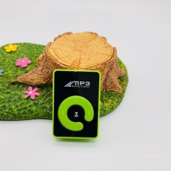 MP3 Music Player C Key Mirror Card with Data Cable Headphones Portable Clip-type External U Disk Green
