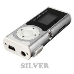 MP3 Music Player LCD Screen Rechargeable with Headphones Led Light Support External Micro Tf Sd Card Silver