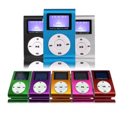 Mini Cube Clip-type Mp3 Player Display Rechargeable Portable Music Speaker with Earphone Usb Cable blue