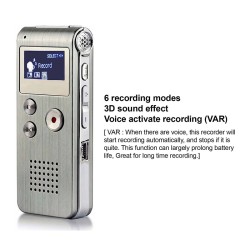 Voice Record Mini 8GB Digital Sound Audio Recorder Dictaphone MP3 Player Silver