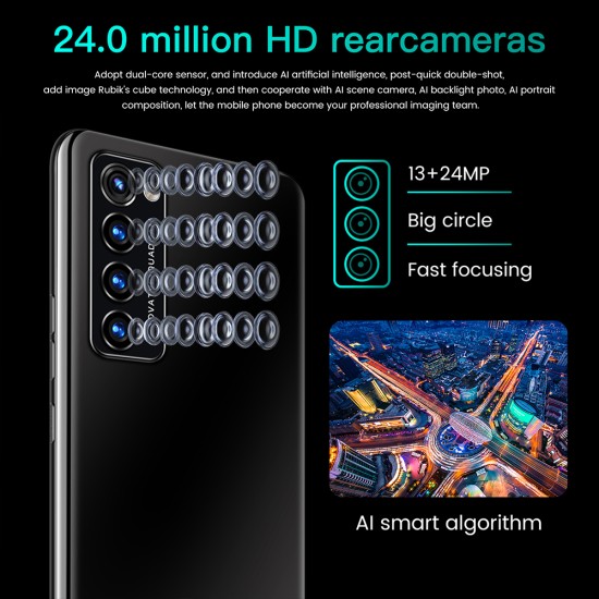 5.8 Inch Rino4 Pro Smart Phone Facial Recognition HD MTK6580 Quad Core 512MB RAM 4GB ROM 4800Mah Android 10.0 Smart Phone Green UK Plug
