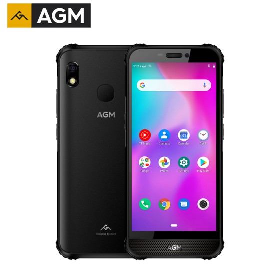 AGM A10 Front placed speaker 5.7" HD+ 4G/6G +128G Android 9 Rugged Phone 4400mAh IP68 Waterproof Smartphone black_4GB+128GB-European version