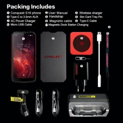 Conquest S16 Rugged Smartphone Ip68 Shockproof Waterproof Android Wifi Mobile Phones 8+128GB red