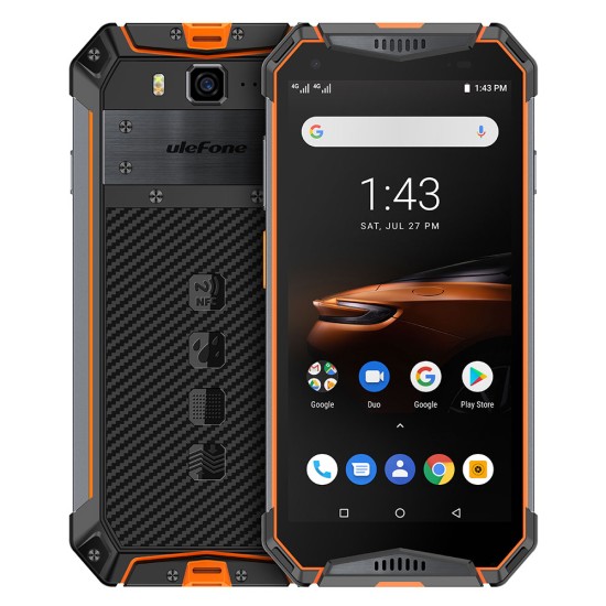 Ulefone Armor 3W IP68 Waterproof Mobile Phones Android 9.0 5.7" Helio P70 6G+64G Face ID NFC Global Version Smartphone Orange