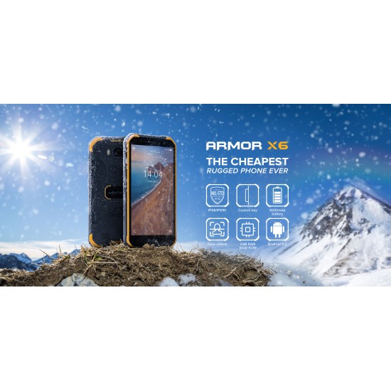 Ulefone Armor X6 Phone 5.0inch HD Screen 2G RAM+16GB ROM Memory 5MP+8MP Camera 4000mAh Battery Android 9.0 OS black