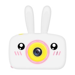 2 Inch HD Screen Digital Mini Camera Kids Cartoon Cute Camera Toys Outdoor Photography Props for Child  White rabbit