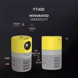 Yt400 Ultra Portable Mini  Projector Home High-definition Movie Video Projector Home Theater Cinema Player Home Entertainment Yellow-gray_US plug