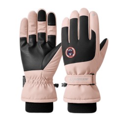 1 Pair Men Women Outdoor Ski Gloves Windproof Waterproof Non-slip Touch Screen Winter Warm Gloves SK28 Pink