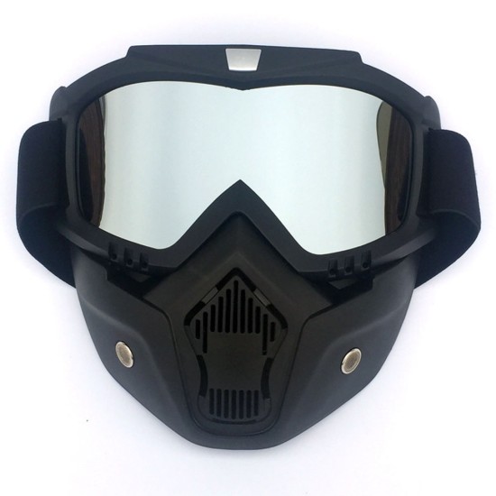 Men/Women Retro Outdoor Cycling Mask Goggles Snow Sports Skiing Full Face Mask Glasses -Vertical black frame + colorful lens