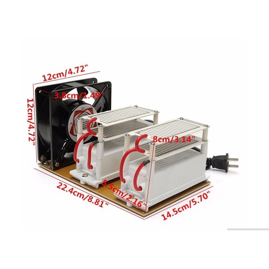 220V 20G Portable Ozonizer Purifier Ozone Generator Air Sterilize Purifier for Home Car European Plug Black and white