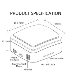 Mini Portable Ozone Generator Air Purifier USB Rechargeable Deodorizer Sterilizer for Car Home Ozone Sterilization x1 ozone box white