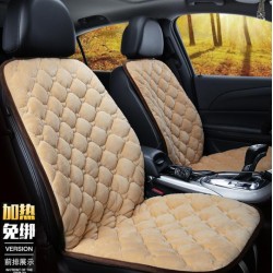 12V Heating Car Seat Cover Front Seat Cushion Plush Heater Winter Warmer Control Electric Heating Protector Pad Love Wine Red-Two Seat 12V