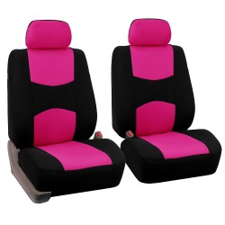 4pcs/set Universal Car Front Seat Cushion Cover + Head Cushion Cover Breathable Cloth Seat Cover Pad Set Fluorescent Pink