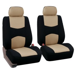 4pcs/set Universal Car Front Seat Cushion Cover + Head Cushion Cover Breathable Cloth Seat Cover Pad Set Beige